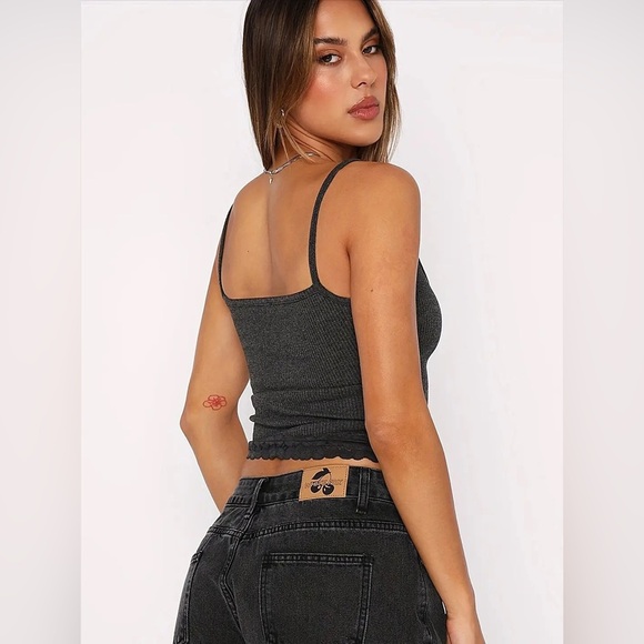 White Fox Grey Lace-trim Cami Sz XS - Picture 7 of 12